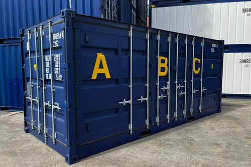 20-Fuß-Seecontainer „Open Side“ mit Auffangwanne
