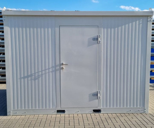 Isolierter Bürocontainer mit Kranösen und Staplerführung (montierte Anlieferung), Grau-Weiß RAL 9002, A8302