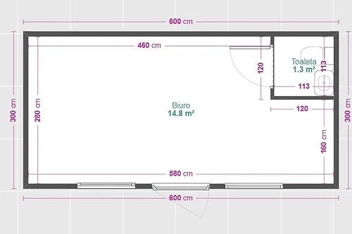 Kommerzieller Bürocontainer 18 m2 mit Toilette