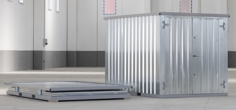 LagerContainerXXL 3 Meter Lagercontainer mit Doppeltür, Silber-Grau