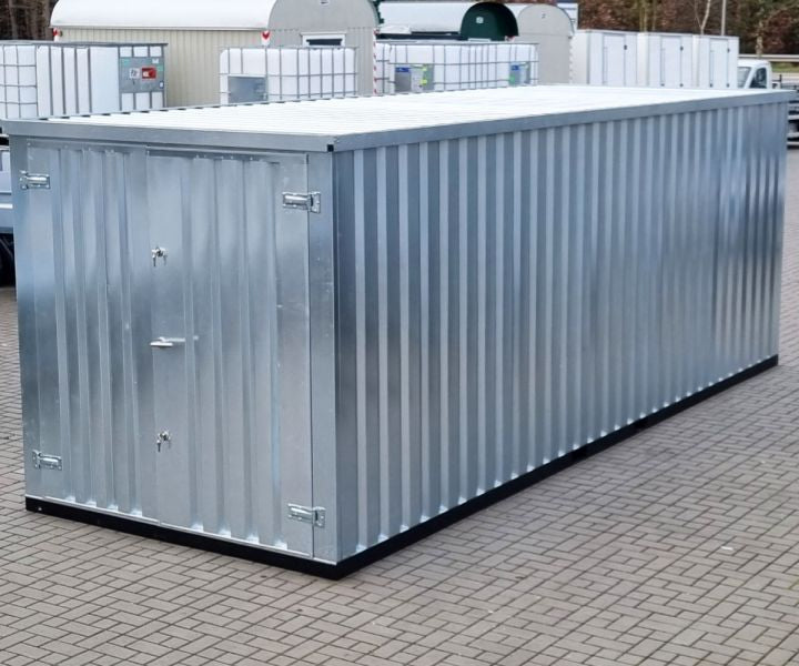 LagerContainerXXL 3 Meter Lagercontainer mit Doppeltür, Silber-Grau