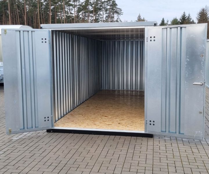 LagerContainerXXL 3 Meter Lagercontainer mit Doppeltür, Silber-Grau