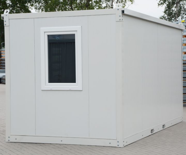LagerContainerXXL 4m Isolierter Bürocontainer mit Kranösen und Staplerführung (montierte Anlieferung), Grau-Weiß