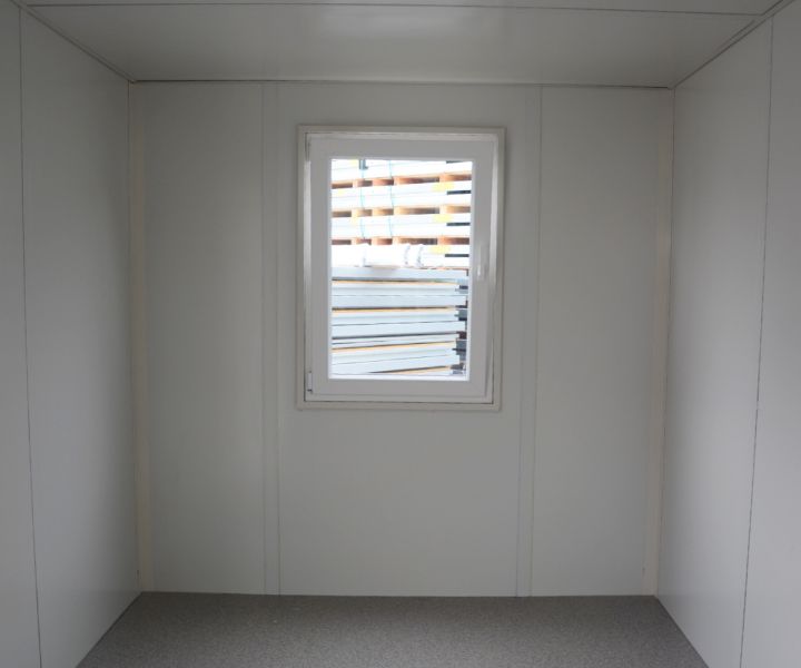 LagerContainerXXL 4m Isolierter Bürocontainer mit Kranösen und Staplerführung (montierte Anlieferung), Grau-Weiß