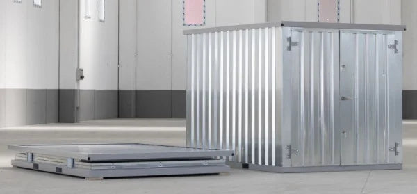 Lagercontainer mit Doppeltür, Silber-Grau, A3747