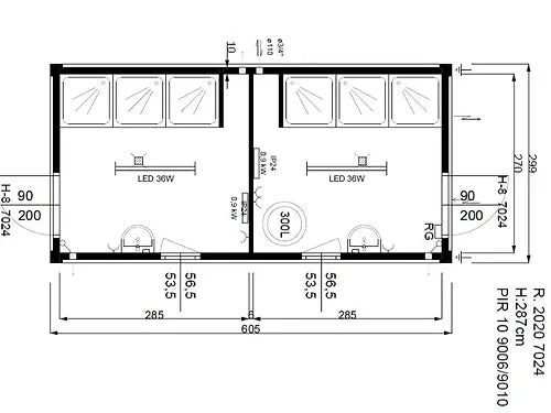 Sanitärcontainer 3×6 Geteilt