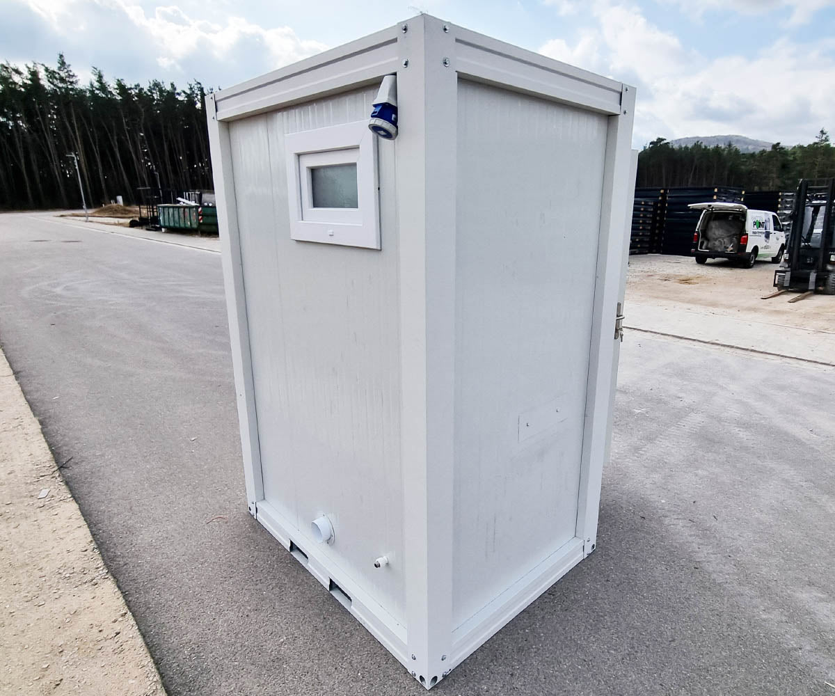 Sanitärcontainer RAL 9002 - Klo Pissoir Waschbecken mit Warmwasser