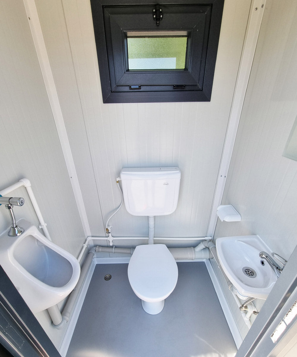 WC Sanitärcontainer mit Doppelkabine - für Mann und Frau - Anthrazit