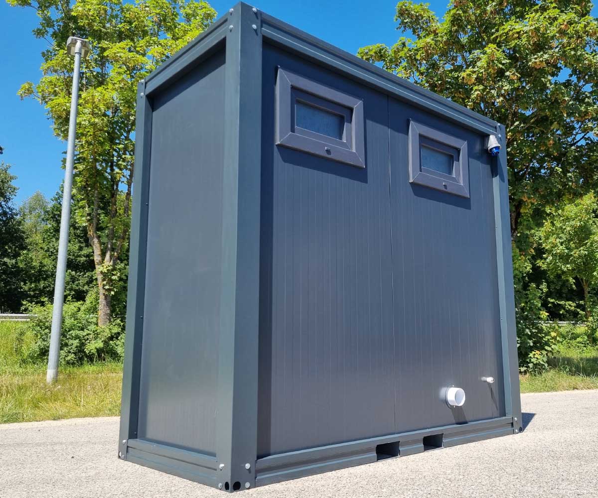 WC Sanitärcontainer mit Doppelkabine - für Mann und Frau - Anthrazit