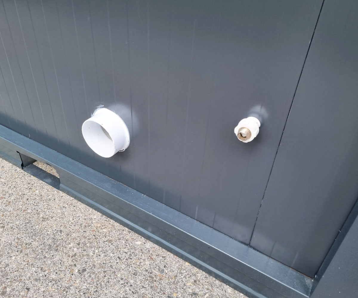 WC Sanitärcontainer mit Doppelkabine - für Mann und Frau - Anthrazit