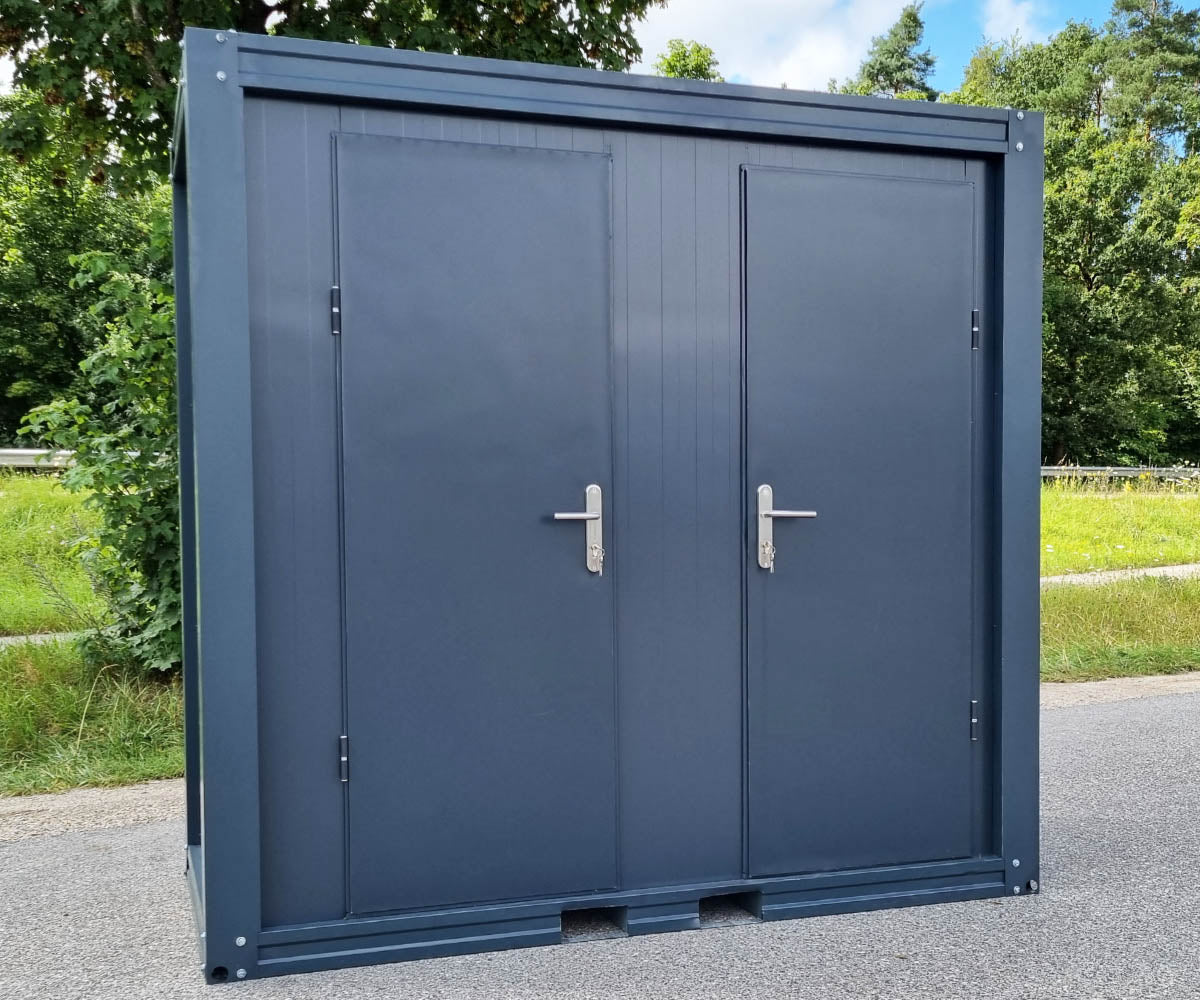 WC Sanitärcontainer mit Doppelkabine - für Mann und Frau - Anthrazit